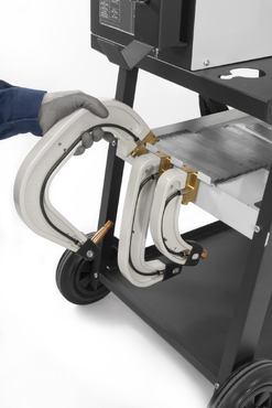 Pistehitsauslaitteen integroitu varrentuki.